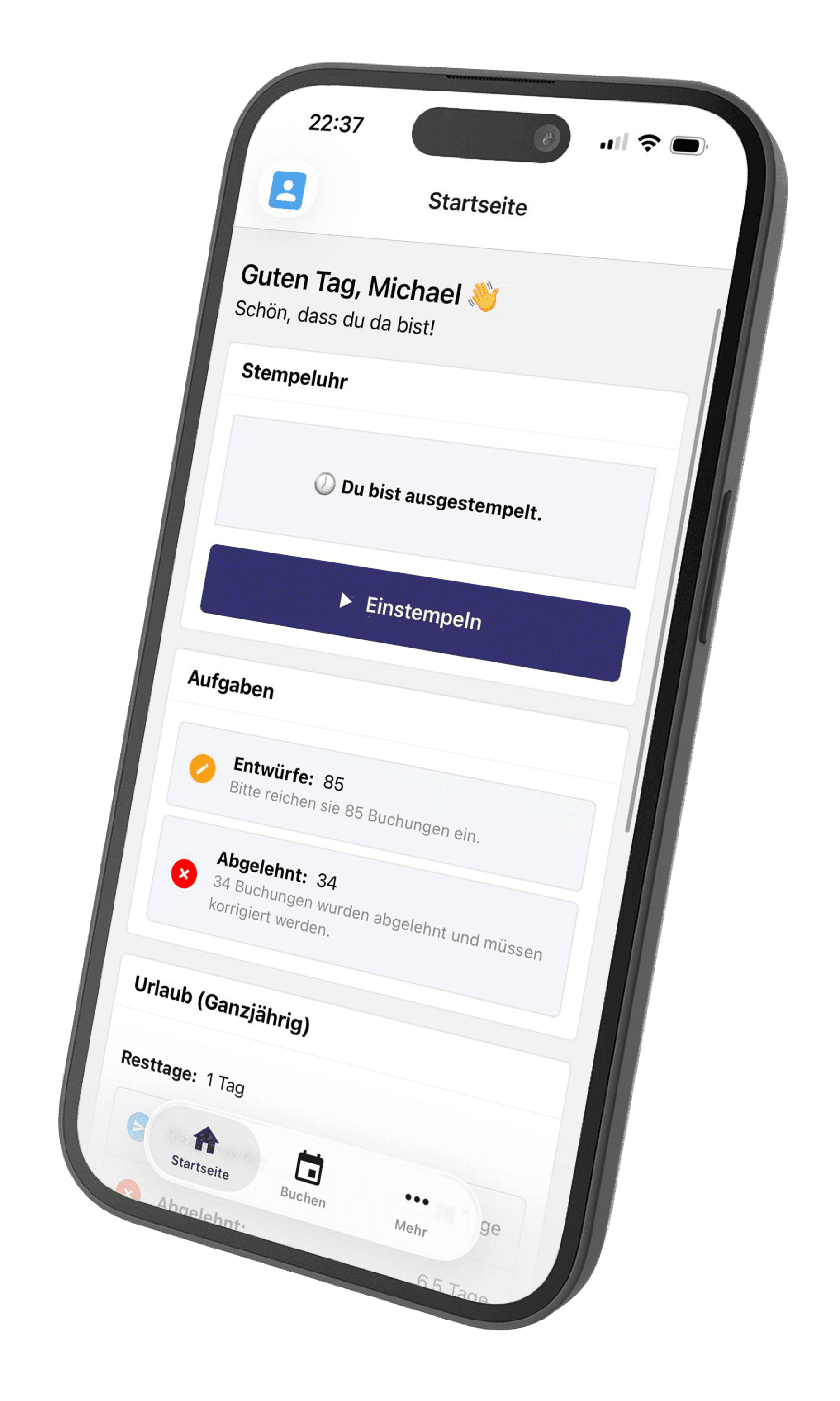Zeitmatrose App auf dem Smartphone